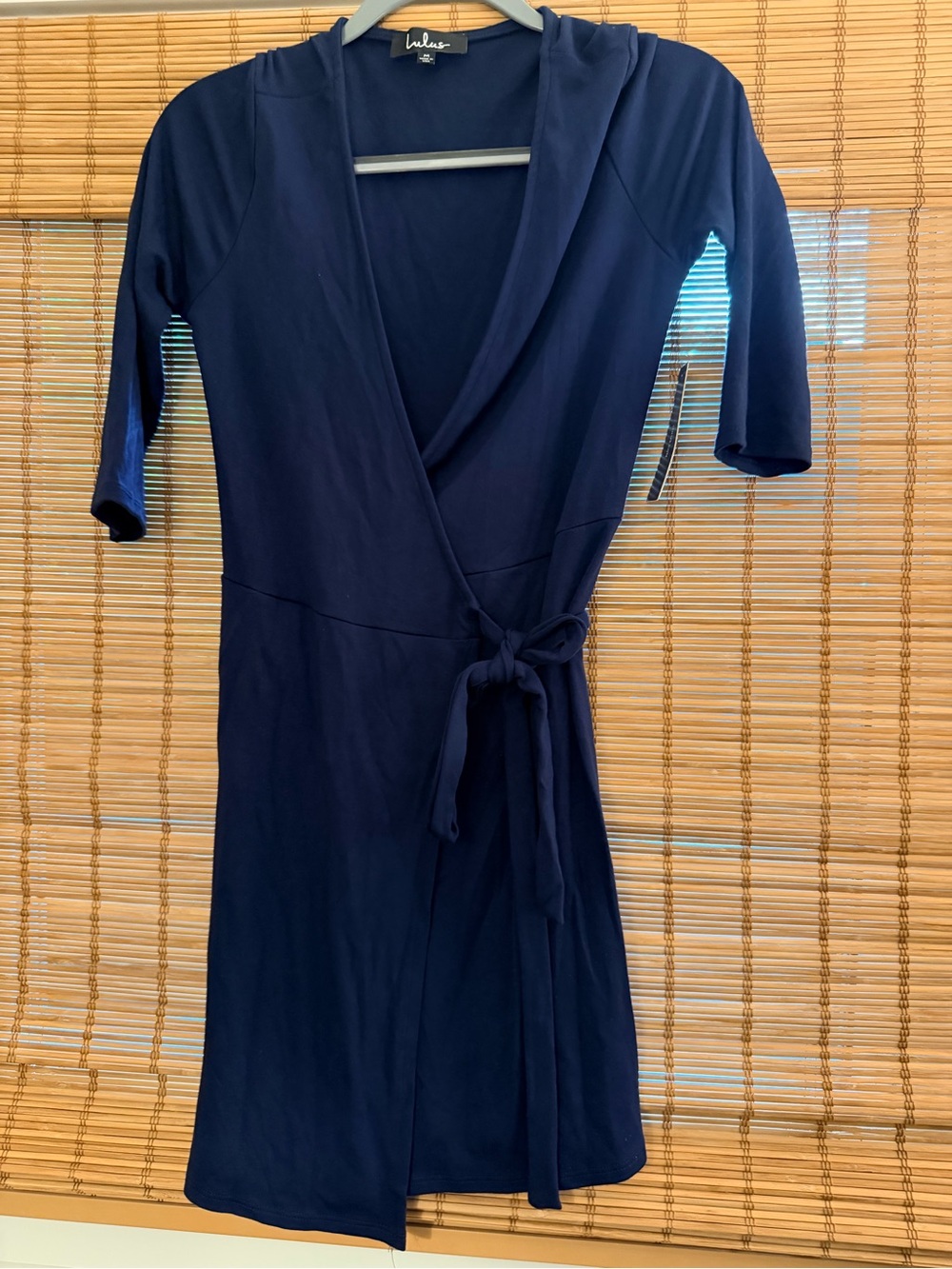 NWT Lulus "All At Once" Navy Blue Wrap Dress- M